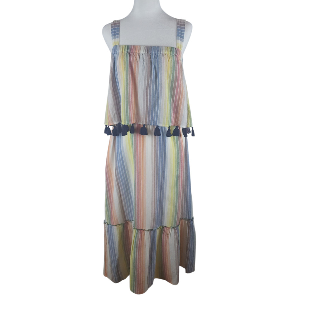 NWT THHL Multicolor Striped Tassel Maxi Sundress Raffle Size Medium